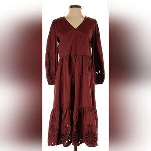 Chico's Brown Sleeved Dress with Bottom Ruffle in Size 2. Like New!